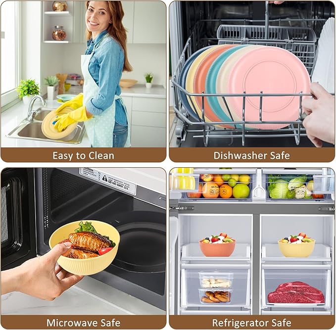 18PCS Wheat Straw Dinnerware Sets Unbreakable Reusable Dinnerware Set for 6, Microwave Dishwasher Safe Dinnerware for Outdoor Camping Dishes