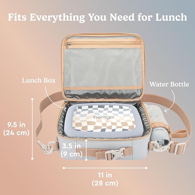 Bentgo Kids Lunch Bag (Whimsy & Wonder Collection) - Durable, Double-Insulated Lunch Bag for Kids 3+; Holds Lunch Box/Water Bottle/Snacks; Water-Resistant Fabric & Zip Pockets (Checker Gradient)