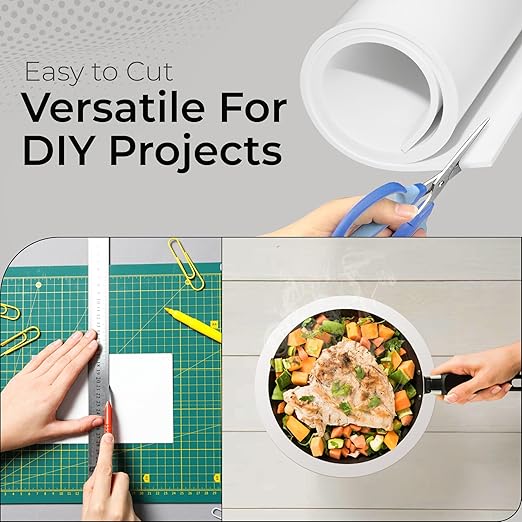 Exactly Rubber - White Silicone Sheet, 60A Durometer Silicone Mat, Food-Grade Rubber Mat with -80 to 450°F Temperature Resistance, 400% Elongation, Silicone Placemat Made in The USA, 1/16 x 3" x 9"