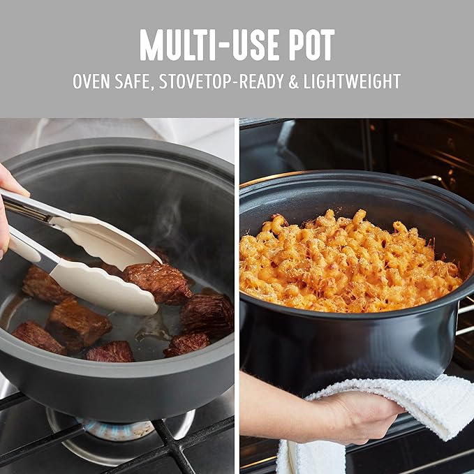 GreenLife 3.5QT Slow Cooker, Non-Toxic PFAS-Free Ceramic Nonstick Removable Interior Bowl, Programmable, Keep Warm, Stovetop & Oven Safe, Dishwasher Safe Parts, Glass Lid, White