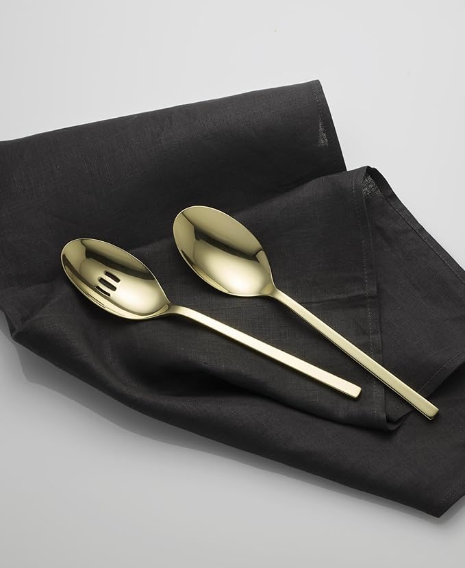 Oneida 895334 Allay Champagne Everyday Flatware 2 Piece Serving Spoon Set