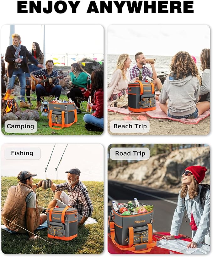 Soft Cooler Bag Insulated 20L/33L, 27/50 Cans Collapsible Camping Coolers 4-Layer Leakproof Portable Ice Chests for Beach, Travel, Picnic, Grocery, Kayaking