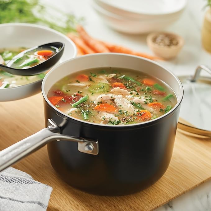 KitchenAid Hard Anodized Ceramic 9-Piece Nonstick Cookware Set – Includes Fry Pans, Saucepan, Stockpot, Durable, Even Heating, Oven Safe to 500°F, Matte Black