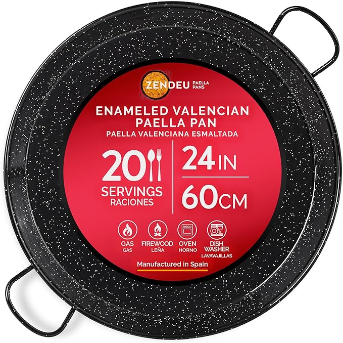 Enameled Paella Pan (Carbon Steel, 24 in - 60 cm (20 Servings))