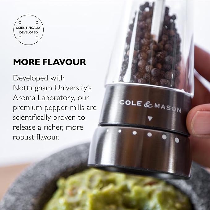 COLE & MASON Derwent Pepper Grinder - Gunmetal Mill Includes Gourmet Precision Mechanism and Premium Peppercorns