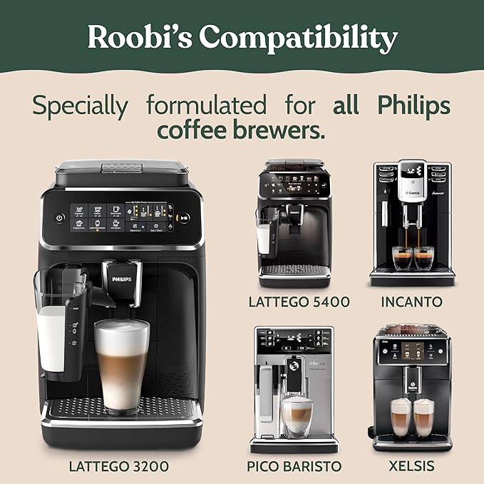 Roobi Philips Compatible Descaling Solution & Cleaner. Specially Formulated for Philips Espresso Machines. Carbon Neutral Descaler Kit. 2 Uses per Bottle, 2 Pack