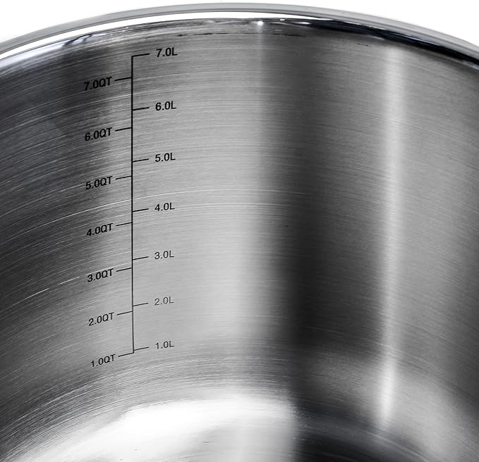 BergHOFF Professional Tri-ply 18/10 Stainless Steel Stockpot 9.5" 8 Qt. Safe Grip Handle Matching Lid Induction Cooktop Measurement Markings Inside Fast & Even Heat Oven Safe Dishwasher safe