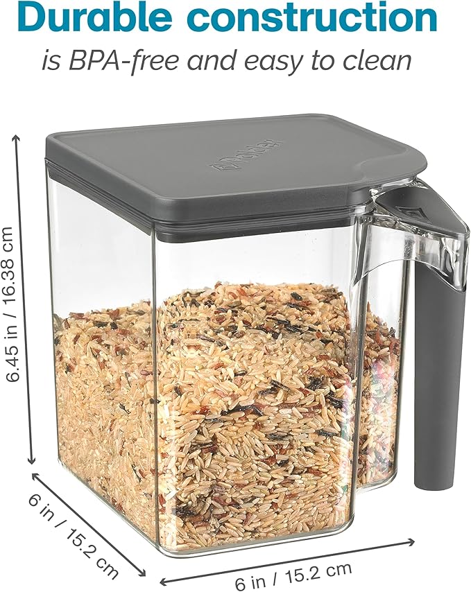 Polder Handle-It Canister, BPA-Free Plastic, Stackable Storage Canister, Air-Tight Food Storage Container, Canister for Kitchen Organization and Storage, 2.75-Quart