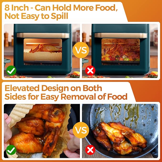 360 Pcs Air Fryer Liners Disposable, 8" Square Air Fryer Paper Liners, Unbleached Parchment Paper for Air Fryer Basket, Non-Stick & Leakproof Baking Liner for Microwave Oven Pan