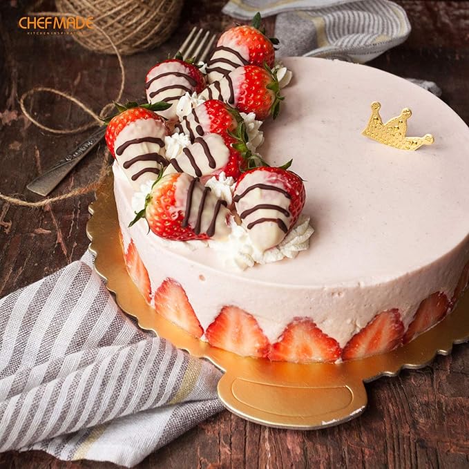 CHEFMADE Round Cake Pan, 8-Inch with Removable Loose Bottom Non-Stick Chiffon Bakeware for Oven and Instant Pot Baking (Champagne Gold)