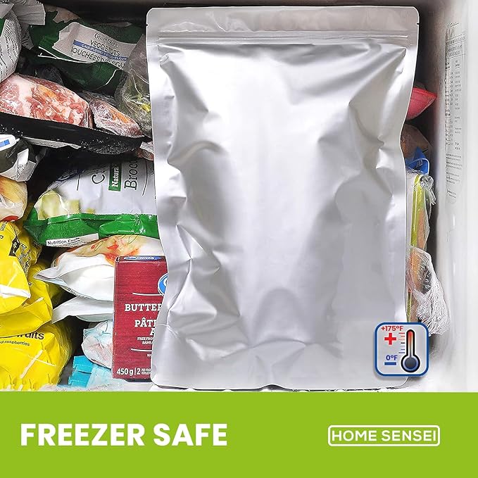 30 Mylar Bags for Food Storage 1 Gallon - Extra Thick 15 Mil - Long Term & Food Grade - Mylar Bags with Oxygen Absorbers 400cc- Zipper, Resealable, Stand-up Gousset - Bolsas Mylar con Abosrbentes