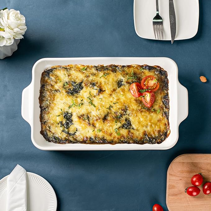 Casserole Dishes for Oven 9x13,2 Pack Ceramic Baking Dish Large & Deep,4.2 QT Casserole Dish Set with Handles Durable Bakeware for Lasagna, Roasts, Cake Cooking, Lasagna Pan Sets Nonstick-Microwave Safe