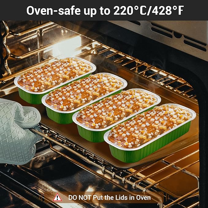 EUSOAR Aluminum Bread Loaf Pans, 100pcs 6.8oz Foil Baking Cups Pan with Lids Rectangle Souffle Containers, Aluminum Disposable Ramekins Mini Creme Brulee Muffin Liners for Birthday Party Wedding