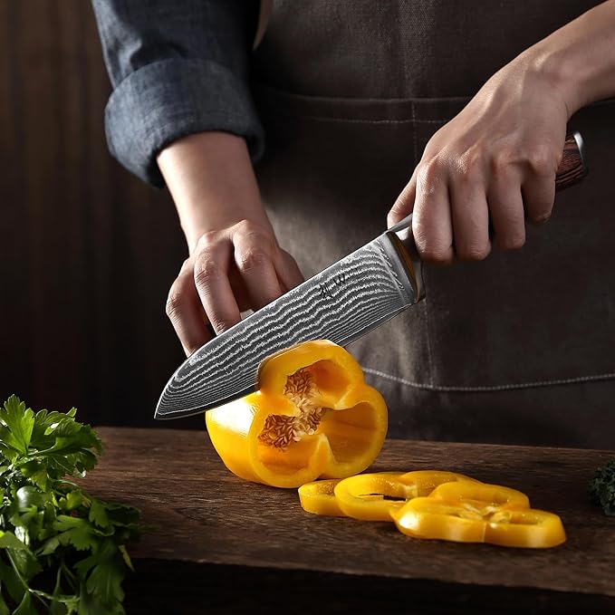Wakoli EDIB 4-Piece Damascus Knife Set – Professional Japanese Style Kitchen Knives | Genuine Damascus Steel Blades with VG10 Core | Ergonomic Pakkawood Handles | Premium Chef Knife Gift Set