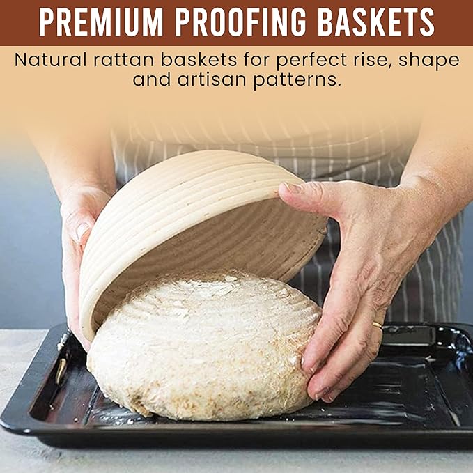 Sourdough Starter Kit with Scale - Sourdough Bread Baking Supplies with Banneton Bread Proofing Basket Set, Bowl Scraper, Silicone Spatula, Baking Mat | Sour Dough Kit & Bread Making Tools by Richni