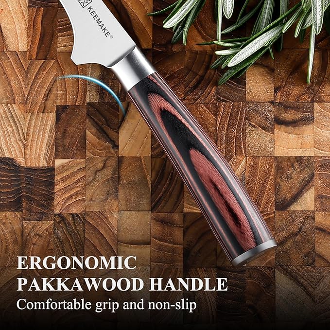 KEEMAKE Boning Knife 6 Inch, Razor-sharp Fillet Knife with High Carbon Stainless Steel Blade and Pakkawood Handle, Professional Kitchen Deboning Knives with Protective Sheath