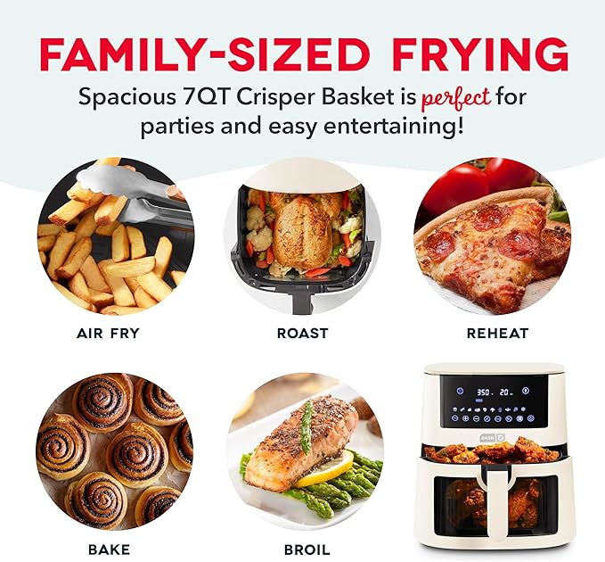 DASH 7qt Clear View Digital Air Fryer - Cream
