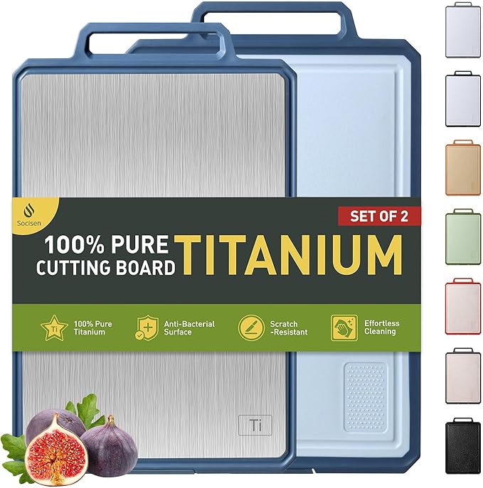 2 Packs Pure Titanium Cutting Boards for Kitchen Chopping Board Butcher Block 2 in 1 Titanium PP Mother Day Best Mama Mommy Ever Mother In Law Gifts Stepmom Grandma Gigi Nana Present