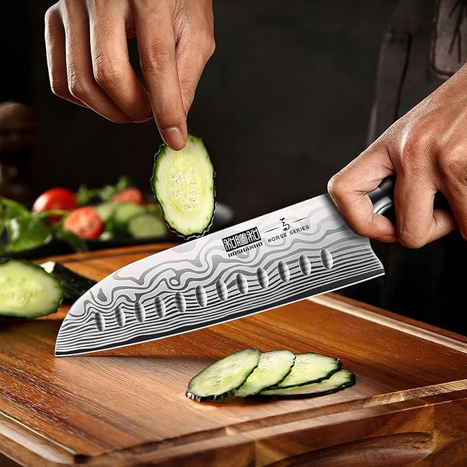 7 Pieces Knife Set with Magnetic Knife Holder, Ultra Sharp Powder Steel Kitchen Knives Set, Professional Chef Knife Sets with Ergonomic Pakkawood Handle