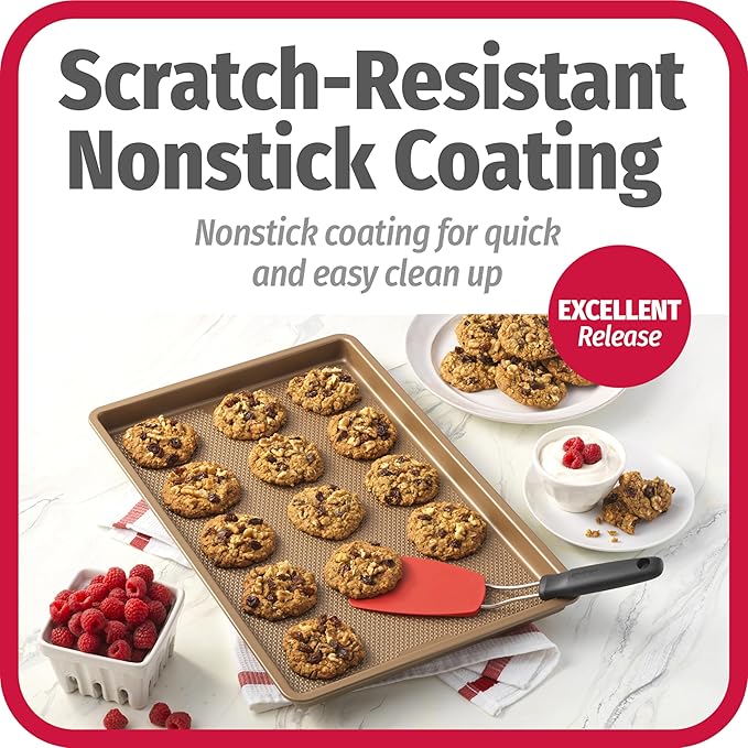 GoodCook BestBake Nonstick Textured Carbon Steel Cookie Sheet, 11" x 17", Large Baking Sheet, Even Heating, Scratch-Resistant, Non-Toxic, Durable, Ideal for Baking and Sheet Pan Dinners