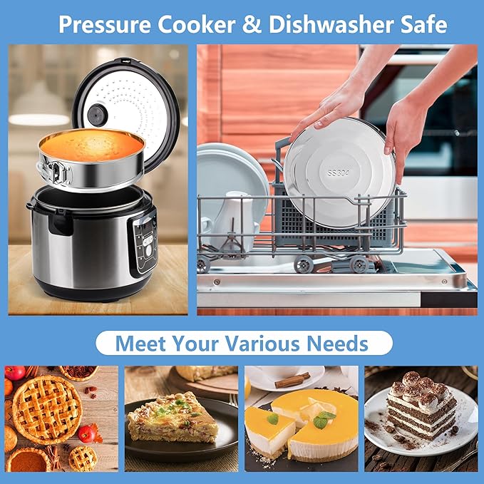 4, 7, 9 Inches Springform Pan Set - 304 Stainless Steel Nonstick Springform Cake Pan Set with Removable Bottom, 10 Inch Leakproof Silicone Cheesecake Pan Protector with 60 Pcs Parchment Paper