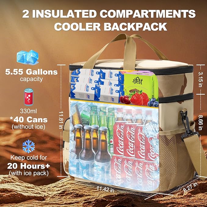 Backpack Coolers Insulated Leak Proof, 36 Cans Large Cooler Backpack Insulated Waterproof. Soft Cooler Bag for Beach Travel Outdoor Camping Picnic