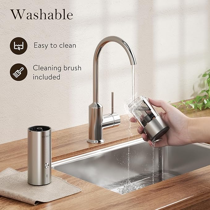 Ultrean Salt and Pepper Grinder Set, Rechargeable Salt and Pepper Shakers, 6 Adjustable Coarseness, LED Light, Kitchen Gadget & Housewarming Gift, Stainless Steel