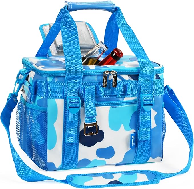 Tirrinia Large Insulated Cooler Bag - Outdoor Leakproof Cooler Box for Women & Men - Portable Freezer Bag with Adjustable Shoulder Strap for Camping, Picnic, Golf, Beach