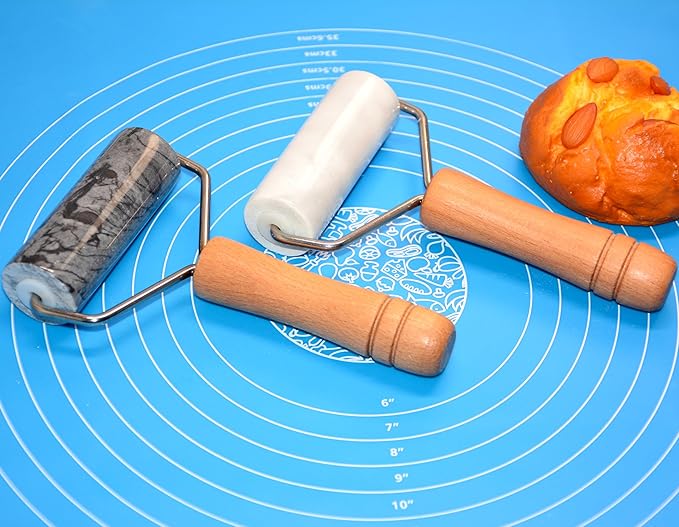 Tianman Rolling Pin Pizza Roller, Marble Roller Non-Stick T-Type, For Cake Baking Tortilla Fudge Pizza Cookies and Other Kitchen Baking Cooking (Type 2 Black).