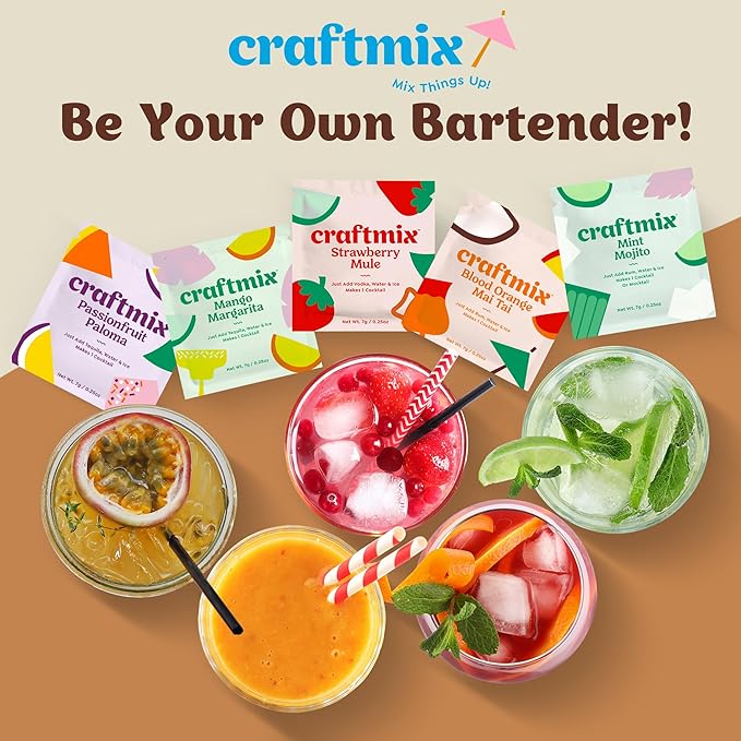 Craftmix Espresso Martini, Makes 24 Drinks, Skinny Cocktail Mixers - Mocktail Drink Mixers - Martini Mix With Real Coffee - Vegan Low-Carb, Low-Sugar, Non-GMO, Dairy Free, Gluten Free, Easy to Mix