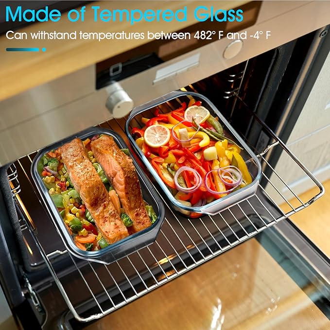 NUTRIUPS 2 QT Rectangular Glass Casserole Dish With Lid, (10×7.5in) Glass Casserole Dish for Oven