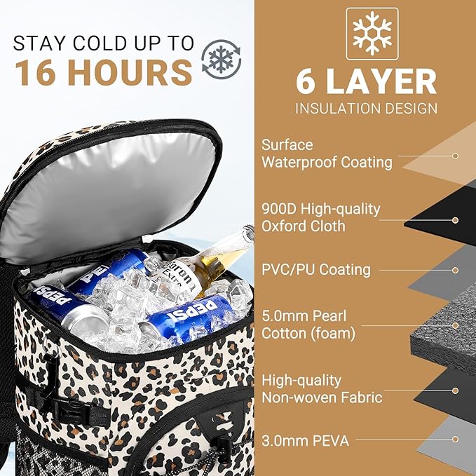 Cooler Backpack, Lightweight and Soft Backpack Cooler for Men Women, Insulated Lunch Bag for Camping Traveling Hiking