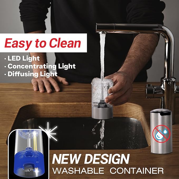 Electric Salt and Pepper Grinder – Automatic One-Handed Operation, Rechargeable Stainless Steel Mills, LED Light, 5-Level Adjustable Coarseness