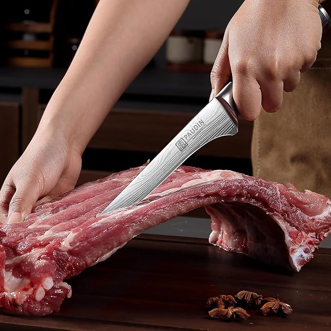 PAUDIN Boning Knife 6 Inch, Super Sharp Fillet Knife, German High Carbon Stainless Steel Deboning Knives, Professional Boning Knives for Meat Poultry Chicken, Pakkawood Handle with Gift Box