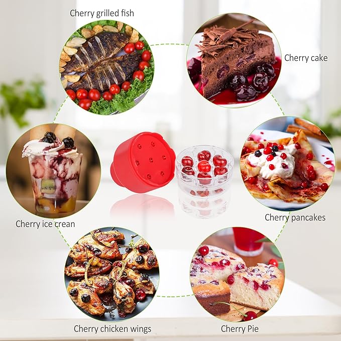 Cherry Pitter Tool, 7 Holes Multi Cherry Pitter Tool Pit Remover, 7-in-1 Cherry Seed Remover Quick, Portable Cherry Pitters Tool, Heavy-Duty Metal Cherry Core Pitter for Cherries Jam