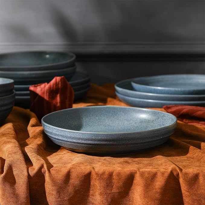 Stone Lain Elio 4-Piece Pasta Bowl Set Stoneware, Blue