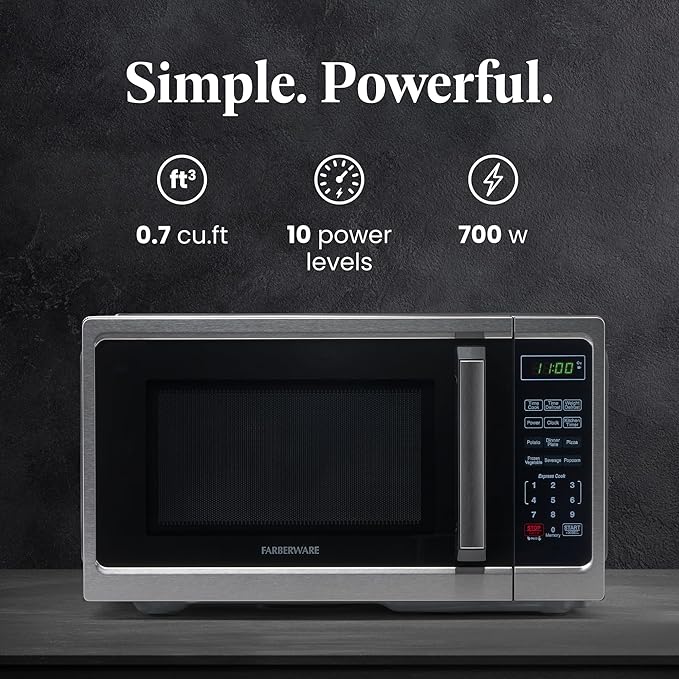 Farberware Classic FM09SS 0.9 Cu. Ft 900-Watt Microwave Oven, Stainless Steel