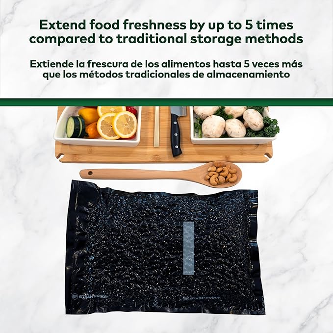 Vacuum Seal Rolls 11" x 50' 2 Pack (100 Feet Total) 5.5 Mil (Black and Black) - BPA Free Commerical Grade Food Saver for Storage, Sous Vide, and Meal Prep Sealer Bag