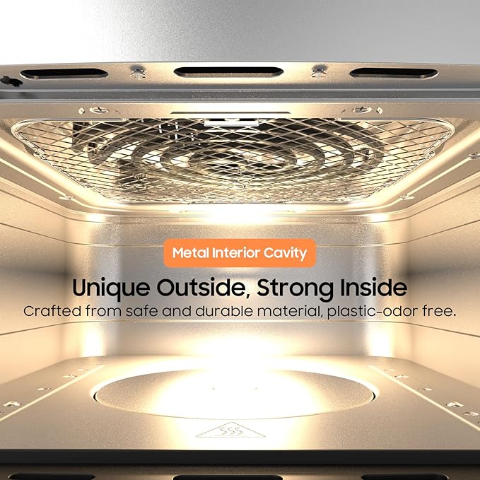 Iceagle Stainless Steel Air Fryer 9 Quart - Airfryer XXL with Large Viewing Window, Dual Heating Elements, 12-in-1 Function to Roast, Bake, Broil, Defrost, Reheat, Dishwasher-Safe Parts, 1700W, Siver