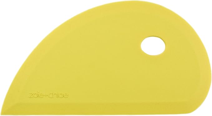 Zoie + Chloe Multipurpose Silicone Bowl Scraper - Dough Scraper for Cleaning Mixing Bowls, Baking Pan - Silicone Scraper Spatula For Painting, Smoothing, Frosting, Cake Decorating - Yellow, 7x3.75"