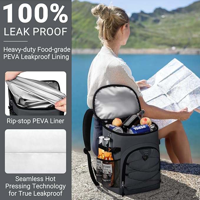 Cooler Backpack, Lightweight and Soft Backpack Cooler for Men Women, Insulated Lunch Bag for Camping Traveling Hiking