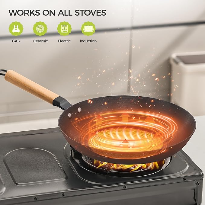 YUTANN 12 Inch Frying Pan, Pre-seasoned Cast Iron Skillet Lightweight Cast Iron Pancake Pan, Induction Frying Pan, Durable & Oven Safe to 500℉, Suitable for All Stovetops, PFAS & PFOA Free