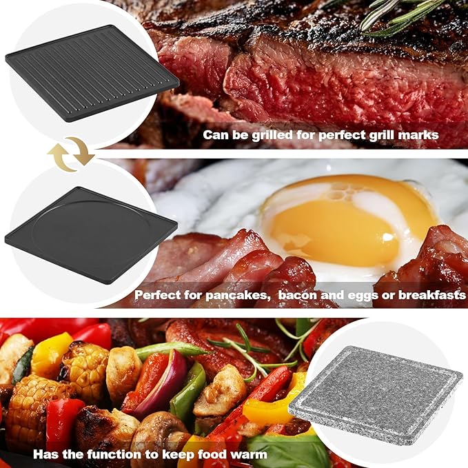 CUSIMAX Raclette Grill, Electric Grill, Portable Indoor Grill with 2 in 1 Reversible Non-stick Plate & Natural Grill Stone, 1500W Korean BBQ Grill, 8 Pans & Wooden Spatulas