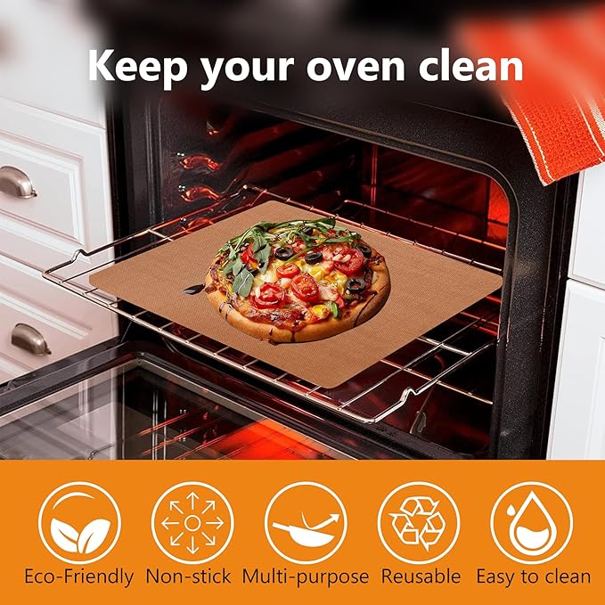 UBeesize 4 Pack Thickened Copper Oven Liners for Bottom of Oven BPA & PFOA Free, Reusable 16x24 Inch Heavy Duty Non Stick Teflon Oven Mats, Fit Electric Gas Toaster Convection Microwave Ovens Grills