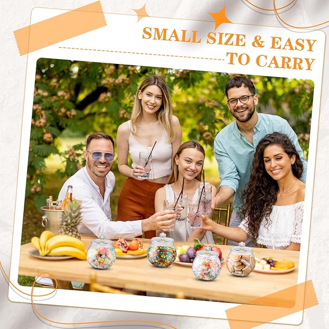 Nuogo 4 Pcs Plastic Candy and Cookie Jars with Lids Clear Cookie Container Candy Jars Large Airtight Apothecary Storage Organization for Wedding Home Kitchen Bar(30 oz)