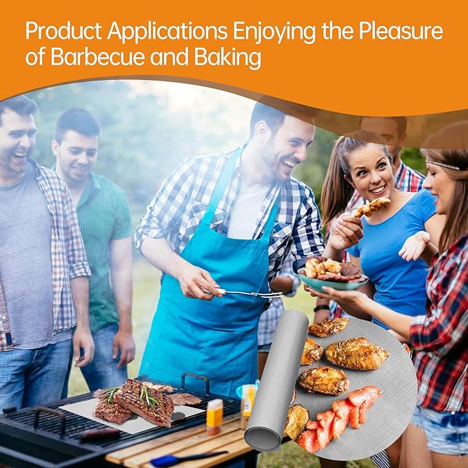 UBeesize 2 Pack Thickened Silver Oven Liners for Bottom of Oven BPA & PFOA Free, Reusable 16x24 Inch Heavy Duty Non Stick Teflon Oven Mats, Fit Electric Gas Toaster Convection Microwave Ovens Grills