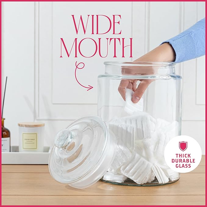 2-Gallon Tall Glass Cookie Jar with Airtight Lid – Large Kitchen Canister for Cookies, Sugar, Flour, and Dog Treats
