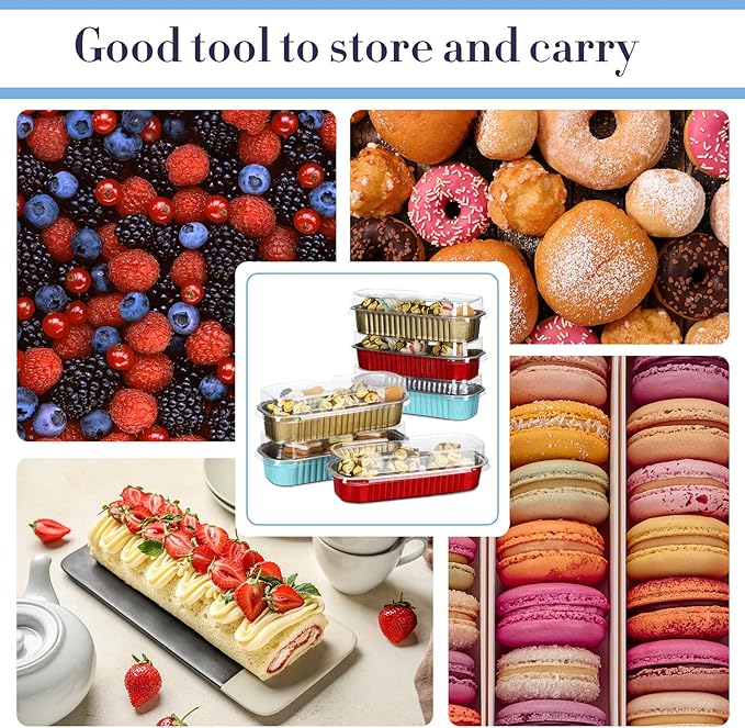 Qunclay 200 Pcs Aluminum Foil Mini Loaf Pans with Lids 6.8 oz Disposable Mini Cake Pan with Lid Rectangle Baking Cups for Fall Halloween Thanksgiving Party Muffin Cheesecake Ramekins (Multicolor)