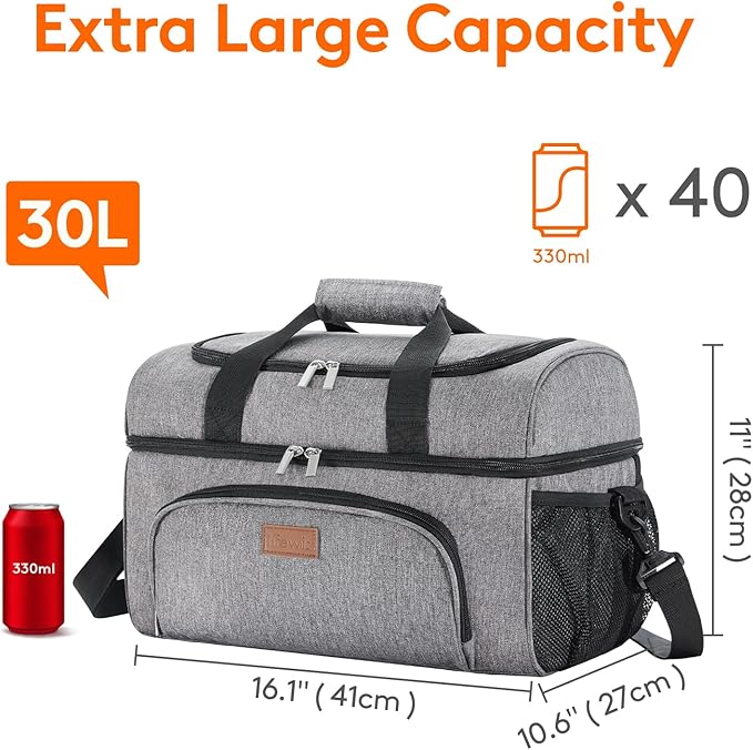 Lifewit Insulated Cooler Bag, 32/48 Can Large Leakproof Beach Cooler, Lightweight Portable Double Layer Soft-Sided Travel Ice Chest for Camping, Kayaking, Road Trips, Grocery Shopping