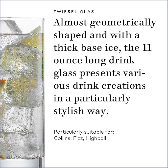 ZWIESEL GLAS Paris Long Drink Glass 11 Ounce (Set of 6), Drinking Glasses for Long Drinks, Dishwasher-Safe Tritan Crystal Glasses, Made in Germany